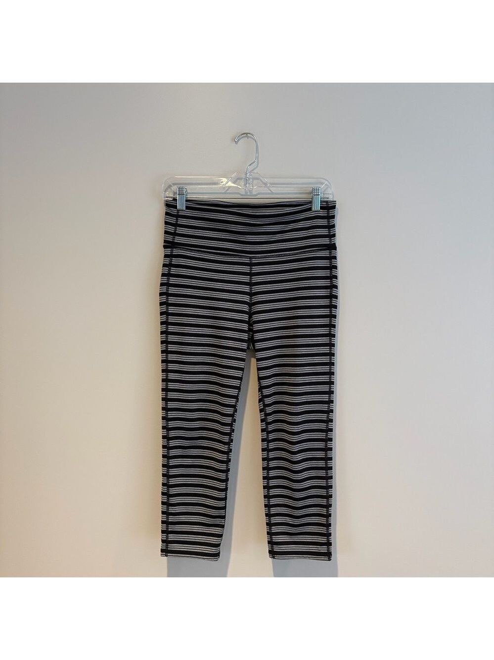 Athleta Women's Black and Gray Striped Leggings